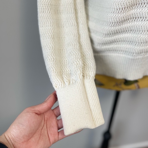 Rachel Zoe Cream Knit Pullover Long Sleeves Sweater Small - Picture 5 of 7